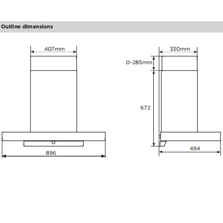 Midea 90cm T-Shape Rangehood -Steam Wash 90M80
