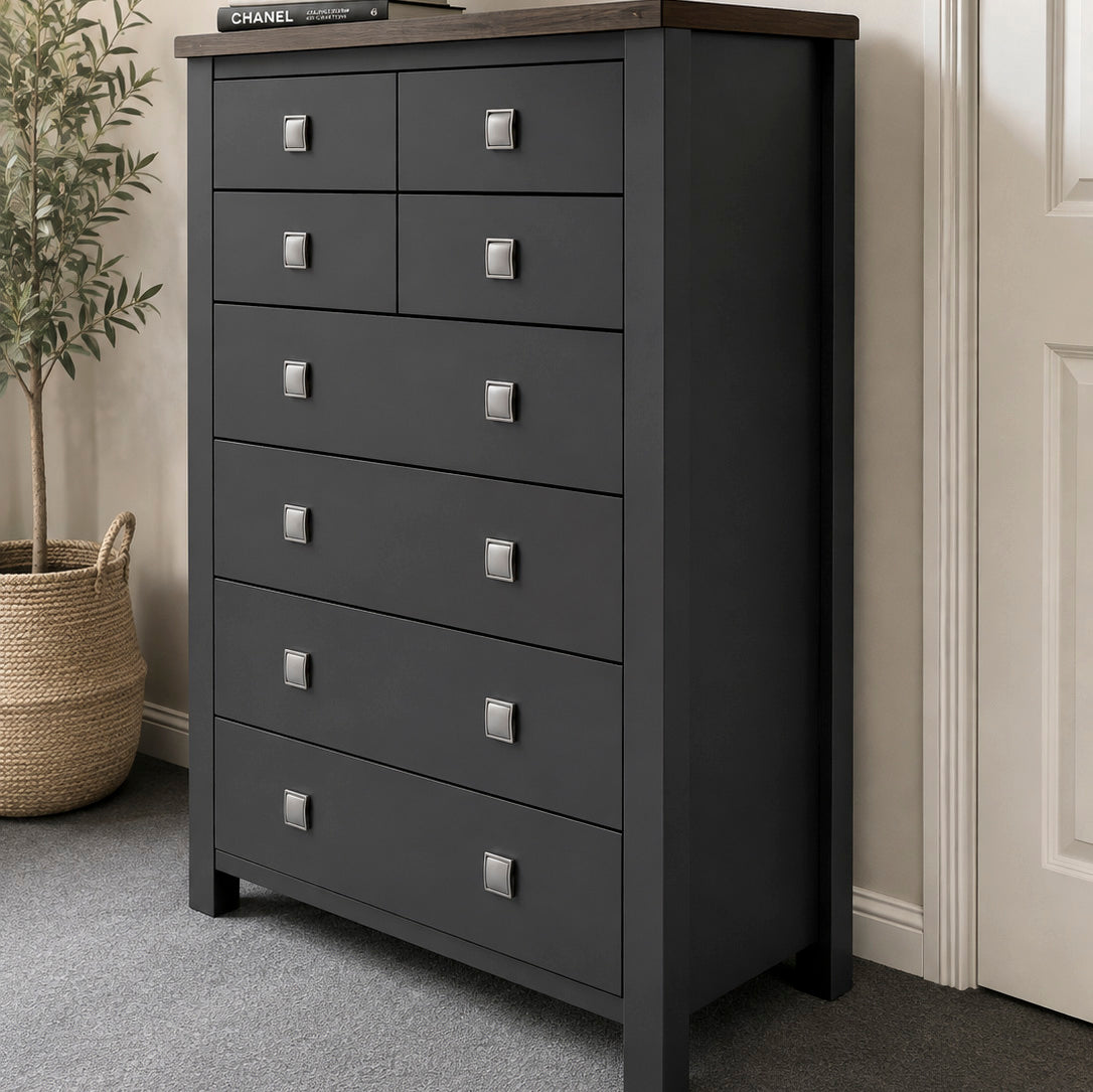 Bespoke Extra Large Solid Hardwood Tallboy (Charcoal) - El's Collection