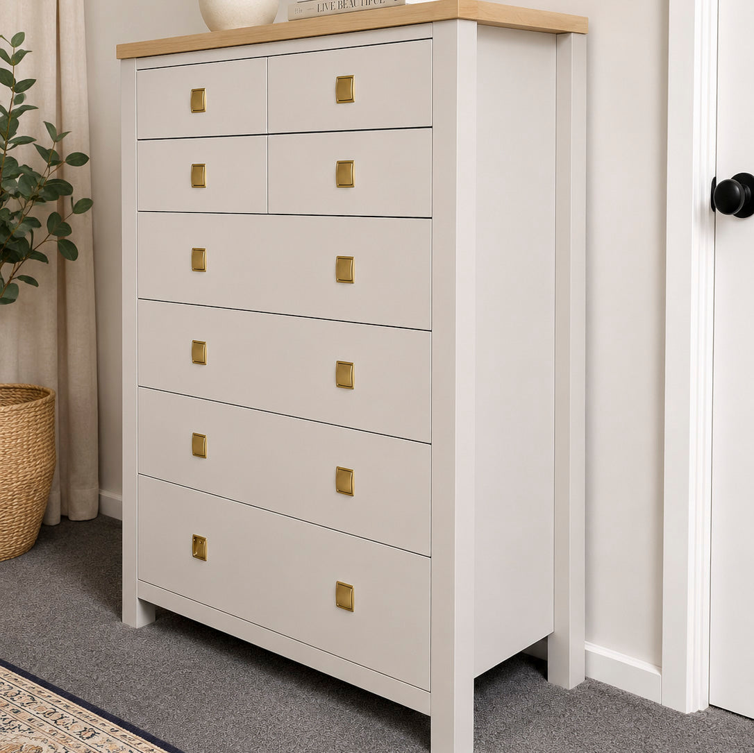 Bespoke Extra Large Solid Hardwood Tallboy (Ivory) - El's Collection