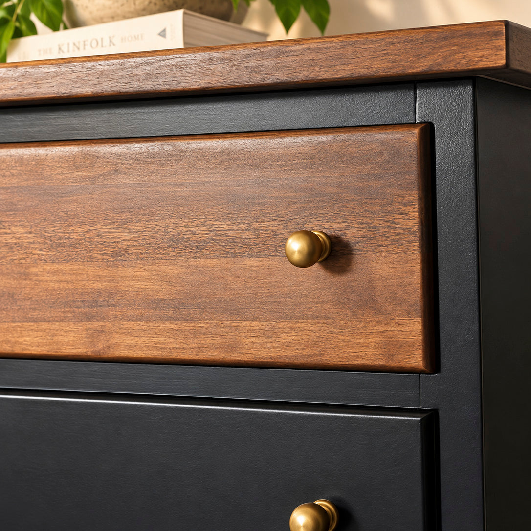 Bespoke Custom Black & Stained Solid Wood Lowboy - El's Collection