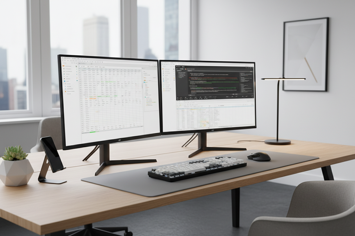 Dual monitor office setup
