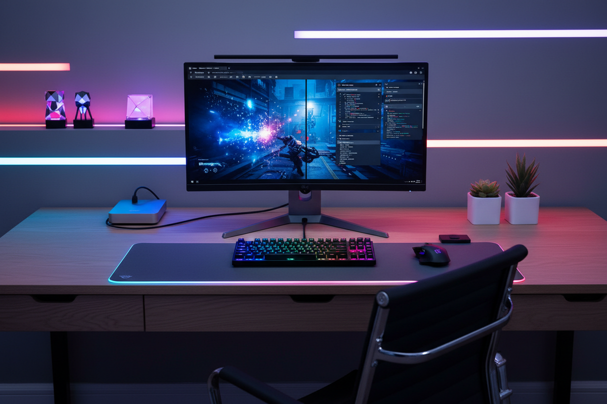 Gaming/productivity desk setup