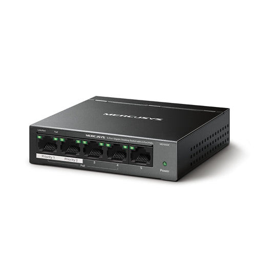 Mercusys MS105GP 5 Port Gigabit Switch Steel Case 4x PoE+