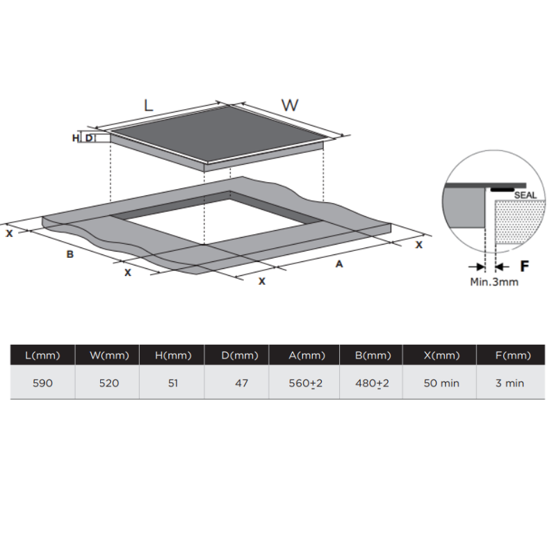 Midea 60cm Ceramic hob Touch Control MCH640F298K