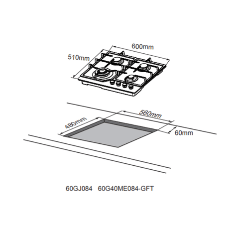 Midea 60cm Gas Cooktop Black Glass 60G40ME084-GFT - Midea NZ