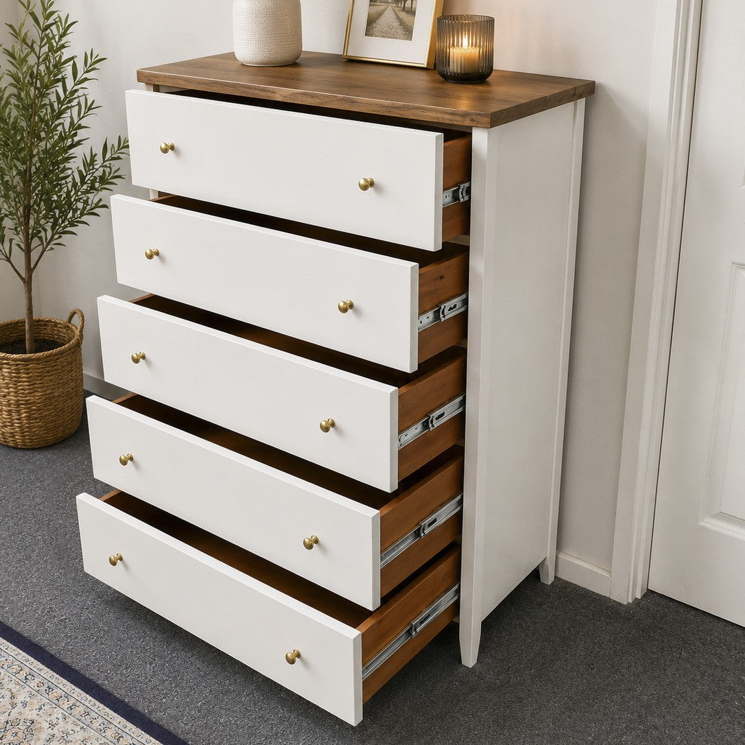 Bespoke Solid Wood Five Drawer Tallboy - El's Collection