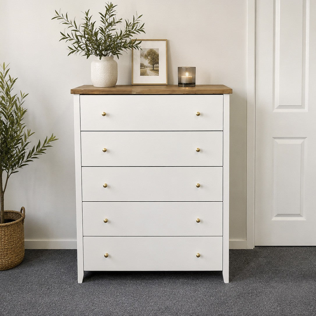 Bespoke Solid Wood Five Drawer Tallboy - El's Collection