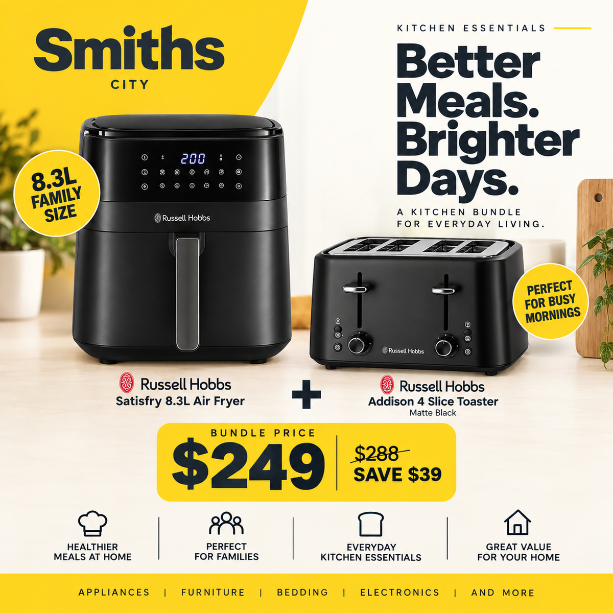 Russell Hobbs Kitchen Bundle – Air Fryer + 4 Slice Toaster