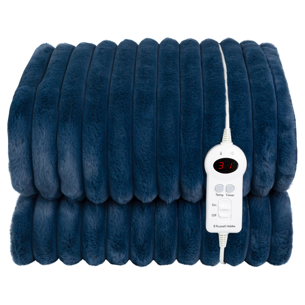 Faux Fur and Sherpa Heated Throw – Navy