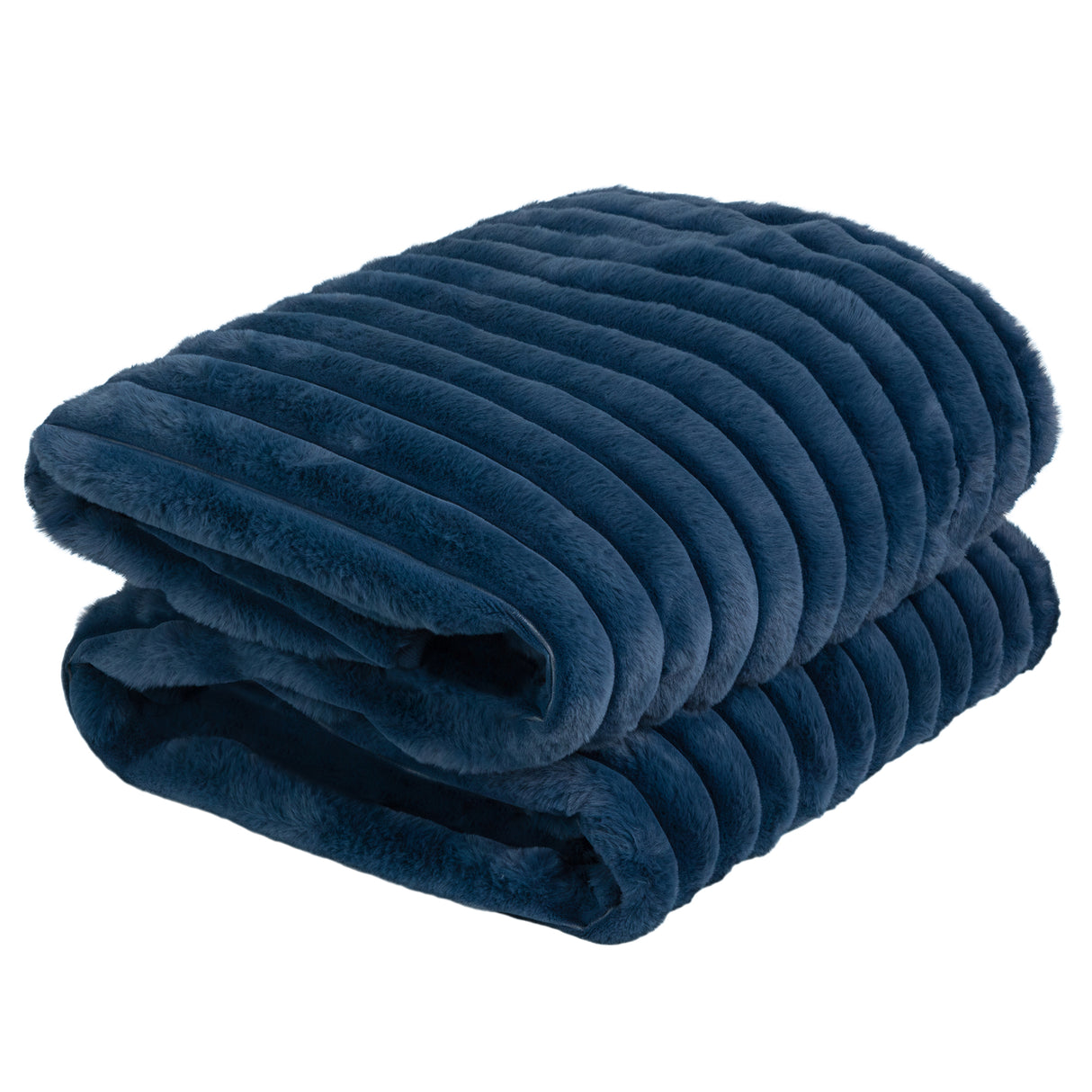 Faux Fur and Sherpa Heated Throw – Navy