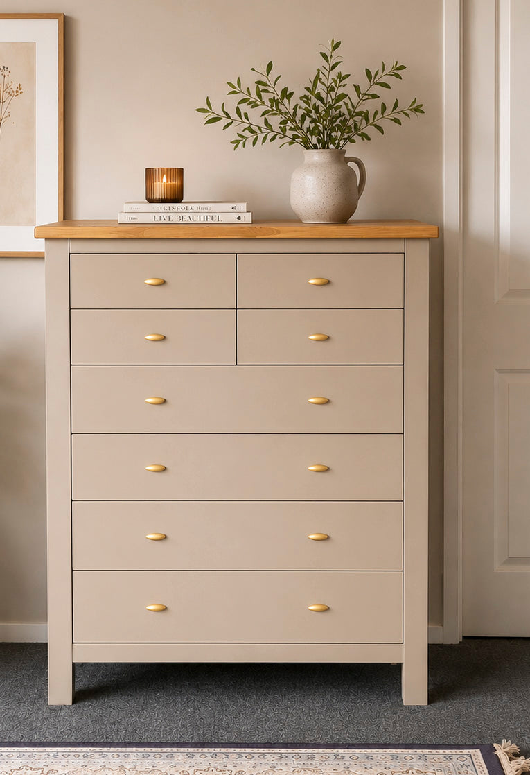 Bespoke Extra Large Solid Hardwood Tallboy (Taupe) - El's Collection