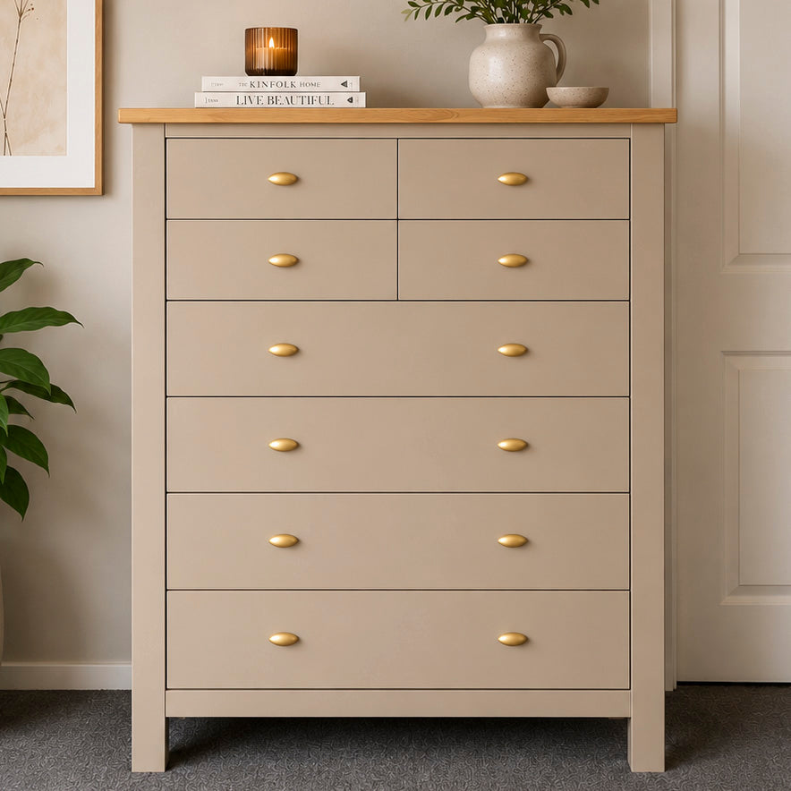 Bespoke Extra Large Solid Hardwood Tallboy (Taupe) - El's Collection
