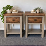 Bespoke Solid Wood Bedside Table Pair (Taupe) - El's Collection
