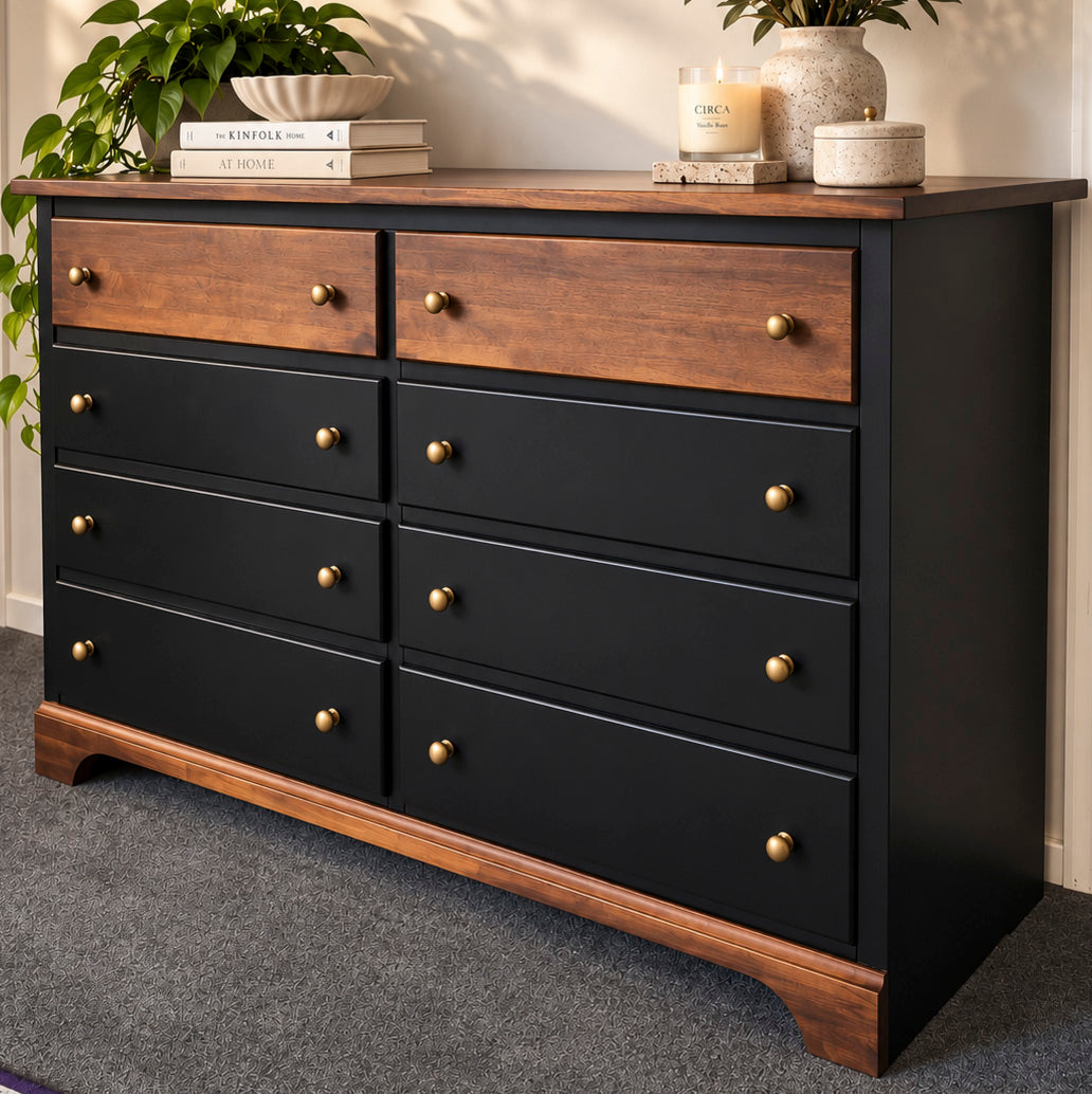 Bespoke Custom Black & Stained Solid Wood Lowboy - El's Collection