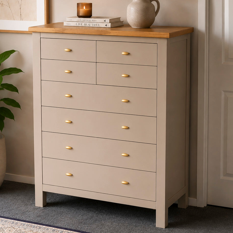 Bespoke Extra Large Solid Hardwood Tallboy (Taupe) - El's Collection