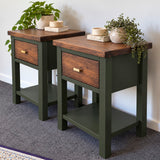 Bespoke Solid Wood Bedside Table Pair (Dark Green) - El's Collection