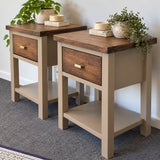 Bespoke Solid Wood Bedside Table Pair (Taupe) - El's Collection
