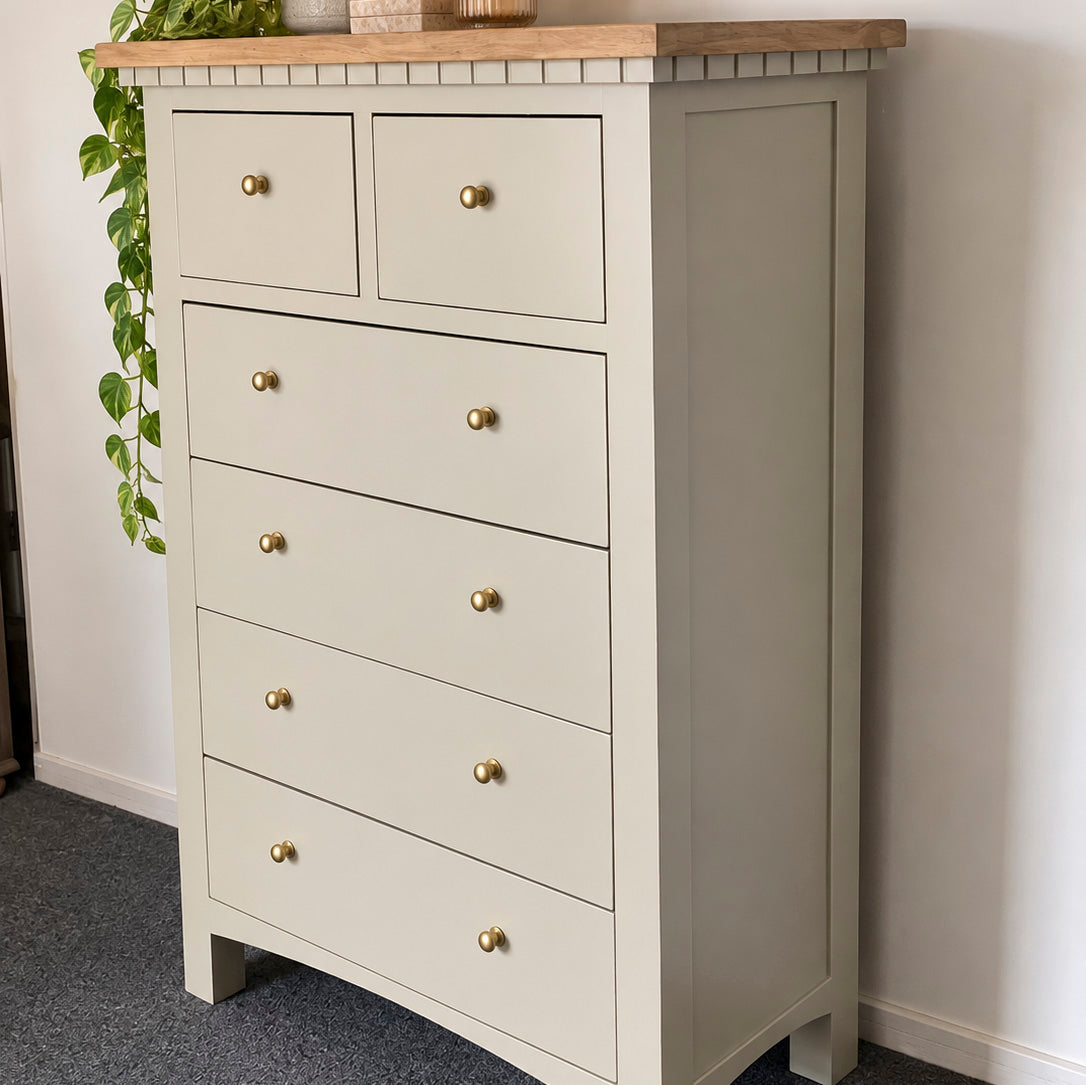 Bespoke Warm Stone Solid Wood Tallboy - El's Collection
