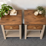 Bespoke Solid Wood Bedside Table Pair (Taupe) - El's Collection