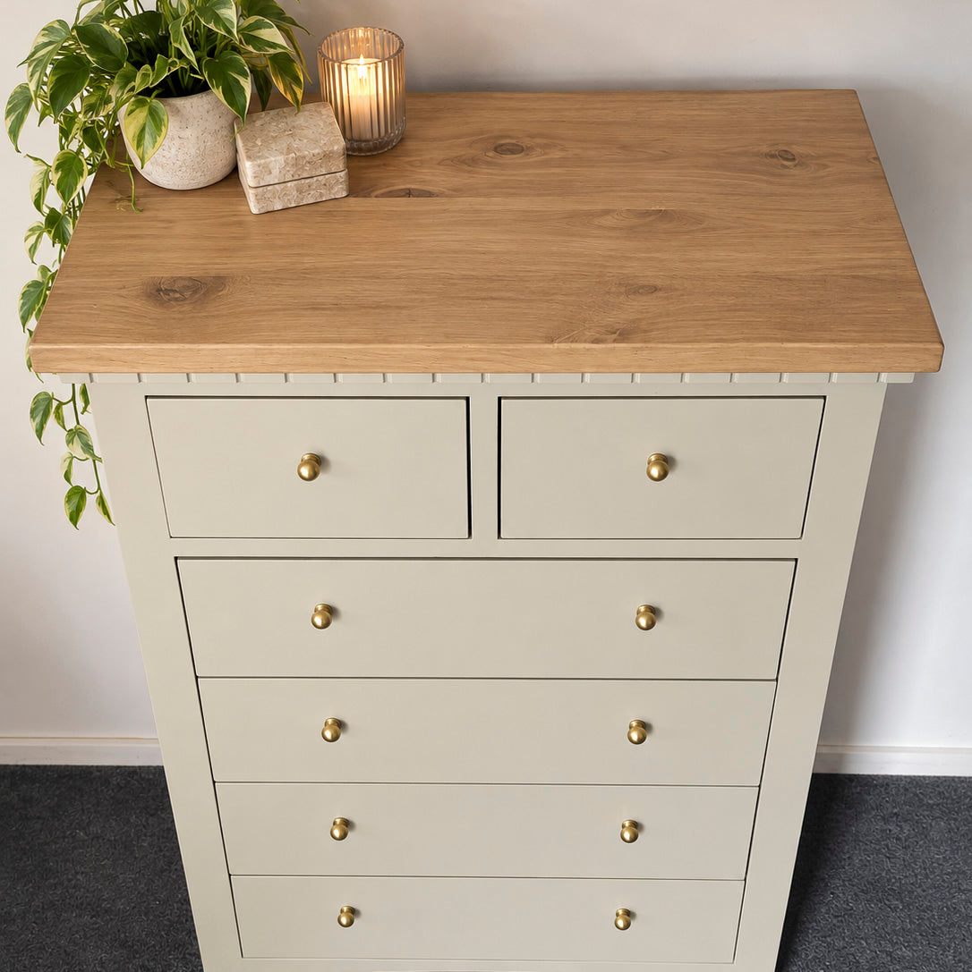 Bespoke Warm Stone Solid Wood Tallboy - El's Collection