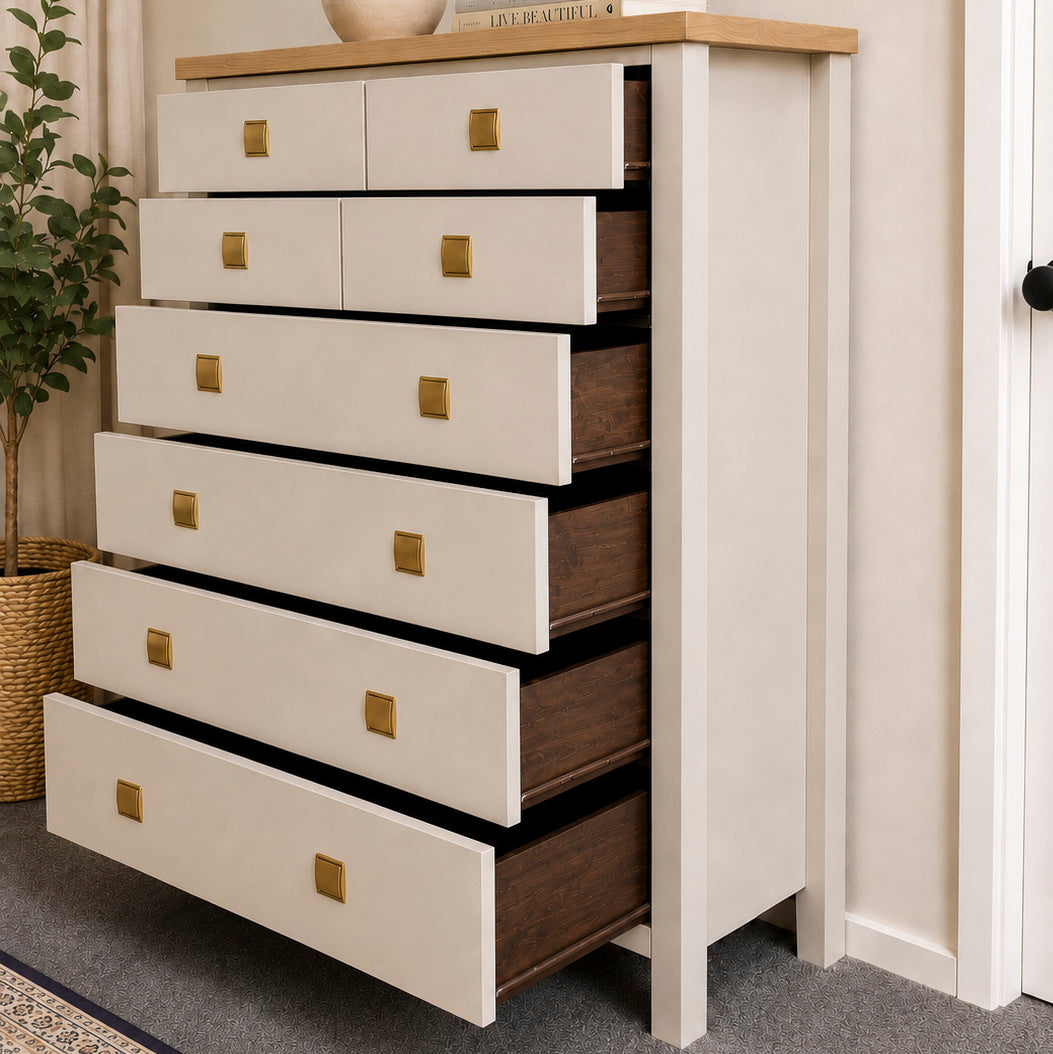 Bespoke Extra Large Solid Hardwood Tallboy (Ivory) - El's Collection
