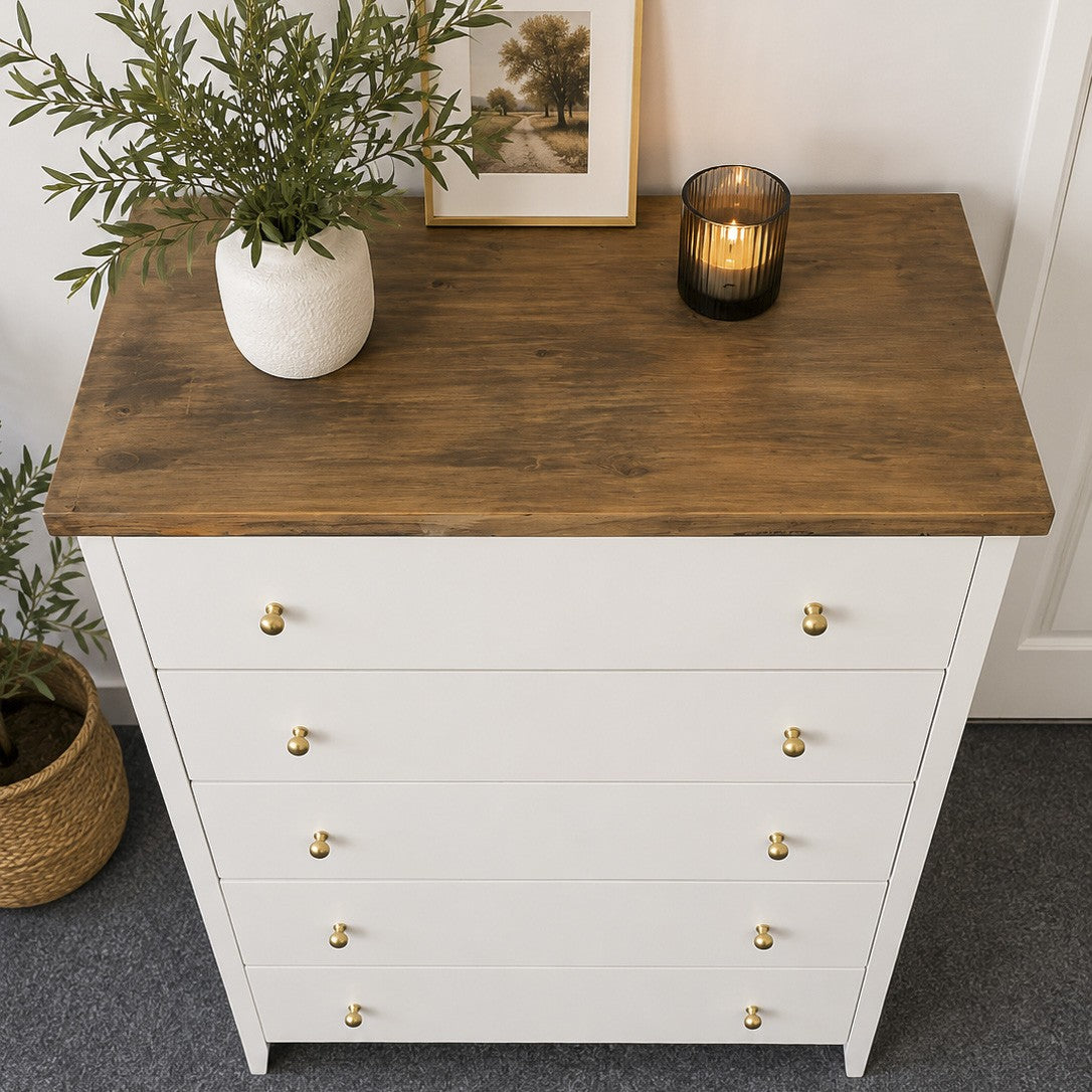 Bespoke Solid Wood Five Drawer Tallboy - El's Collection