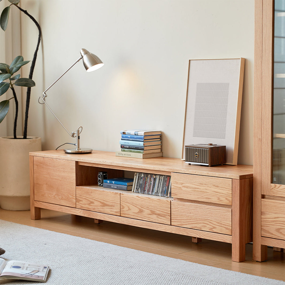 Humbie Natural Solid Oak Large TV Unit