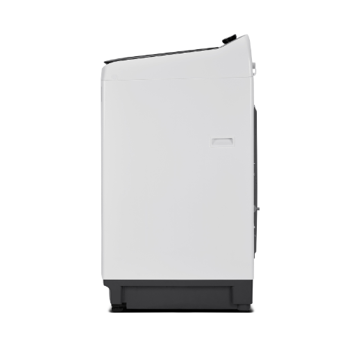 White refrigerator with black base on a white background