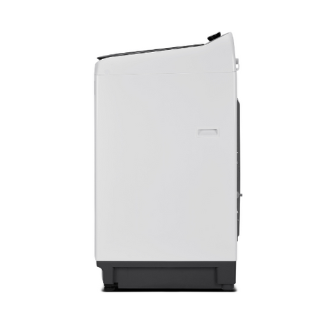 White refrigerator with black base on a white background