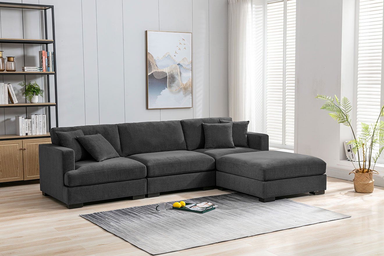 Gray chaise lounge discount couch