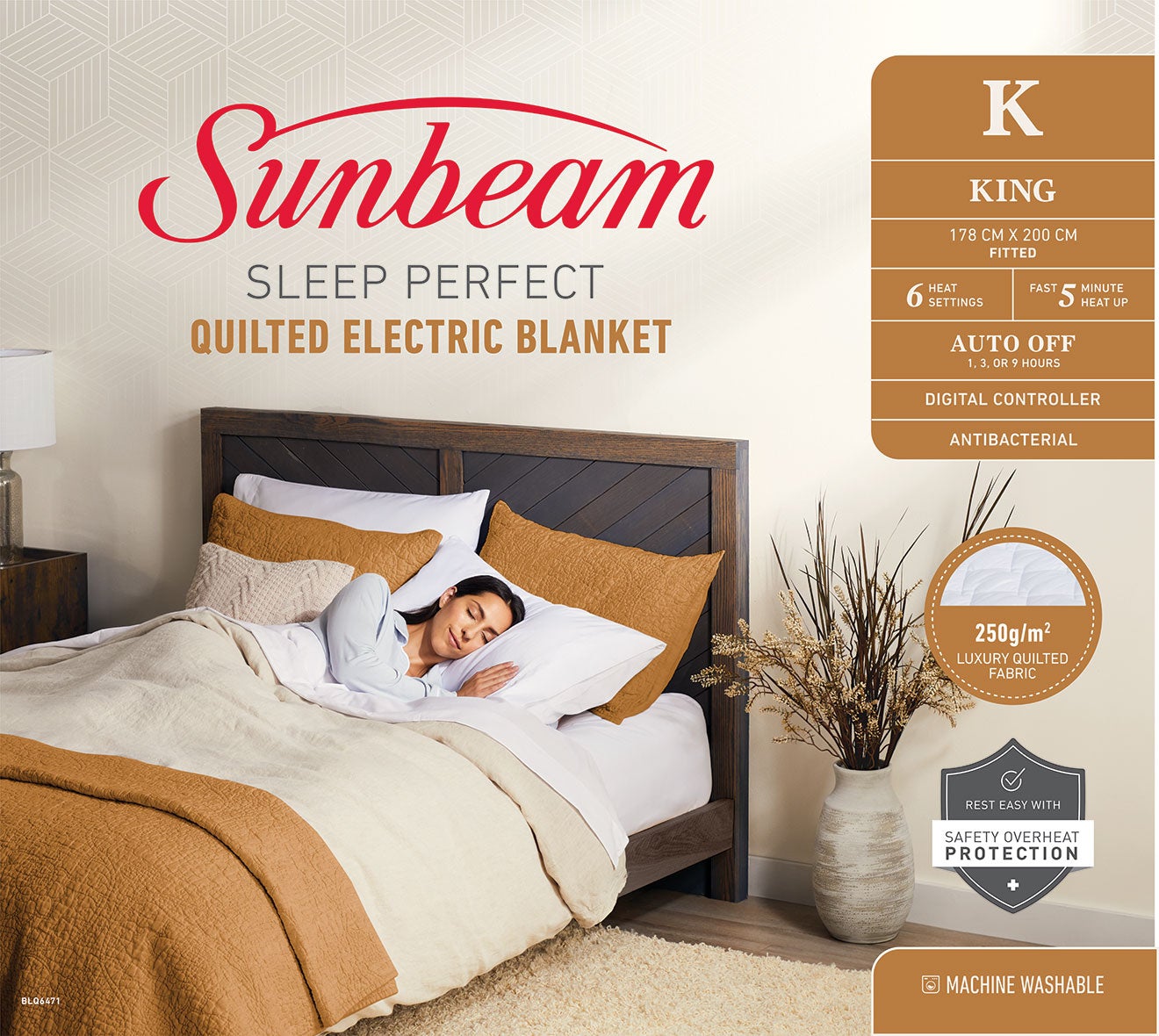 Sunbeam Sleep Perfect Quilted Electric Blanket - King