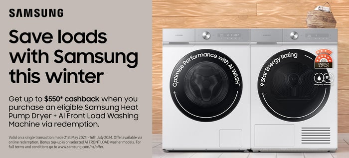 Receive cashback when you purchase an eligible Samsung Heat Pump Dryer with any Samsung Washing Machine*