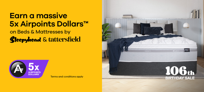 Earn 5x Airpoints Dollars on Sleepyhead and Tattersfield Beds*
