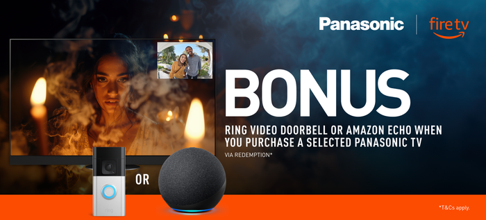 Receive bonus Ring Video Doorbell or Amazon Echo on eligible Panasonic TVs via redemption*