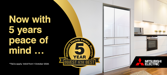 5 Year Factory Warranty on Mitsubishi Electric Refrigeration Appliances*